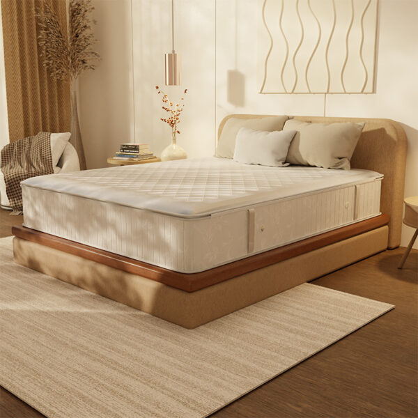 ➡️ Matelas Pleine Forme Pillowtop – mise en scène chambre moderne et élégante