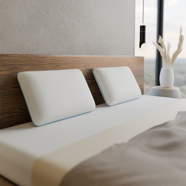 Oreiller Orthopédique Pilogel – mise en scène chambre, sommeil réparateur